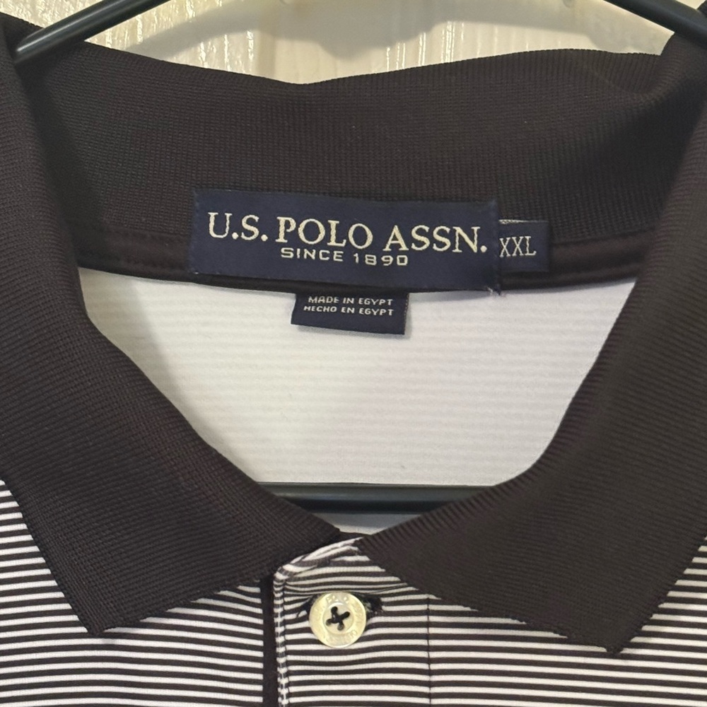 U.S. Polo Assn. Men's Polo Shirt - Black and White Stripes - Picture 3 of 7